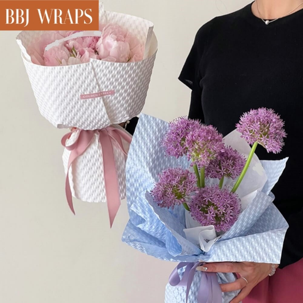 BBJ WRAPS Waterproof Floral Wrapping Paper Sheets Fresh Flowers Bouquet  Gift Packaging Korean Florist Supplies, 20 Sheets (Pink)