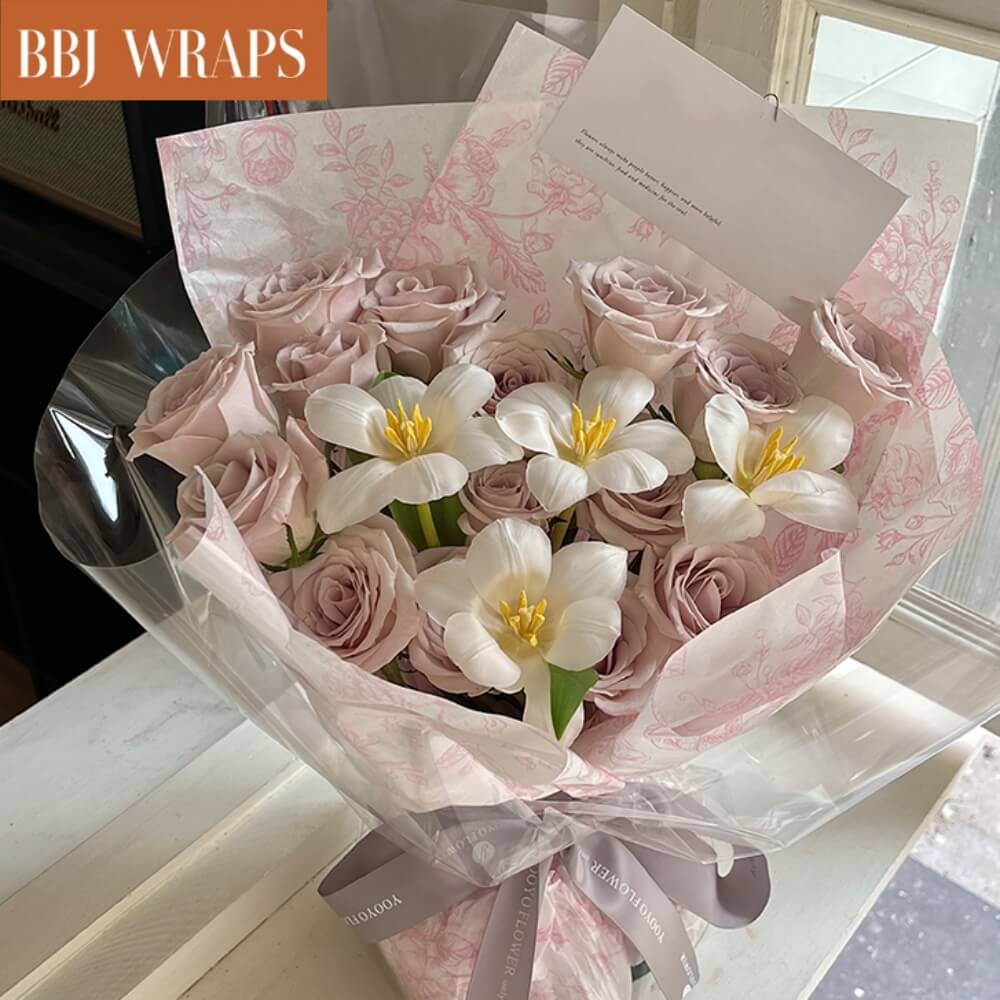 Bbj Wraps Bbj Korean Floral Wrapping Paper Roll Florist Supplies Waterproof Flower Bouquet Wrapping Paper Floral Supplies for Fresh Flowers, 23.6 inch