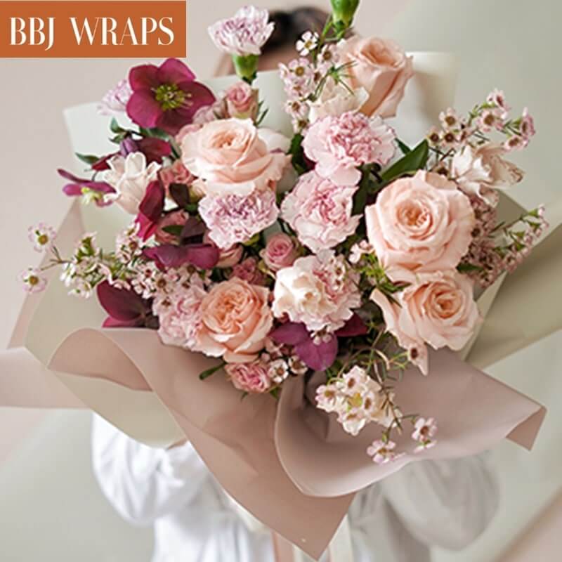  BBJ WRAPS Korean Style Flower Wrapping Paper Floral Bouquet  Gift Packaging Supplies Multi Colors 20 Counts (Pink) : Health & Household