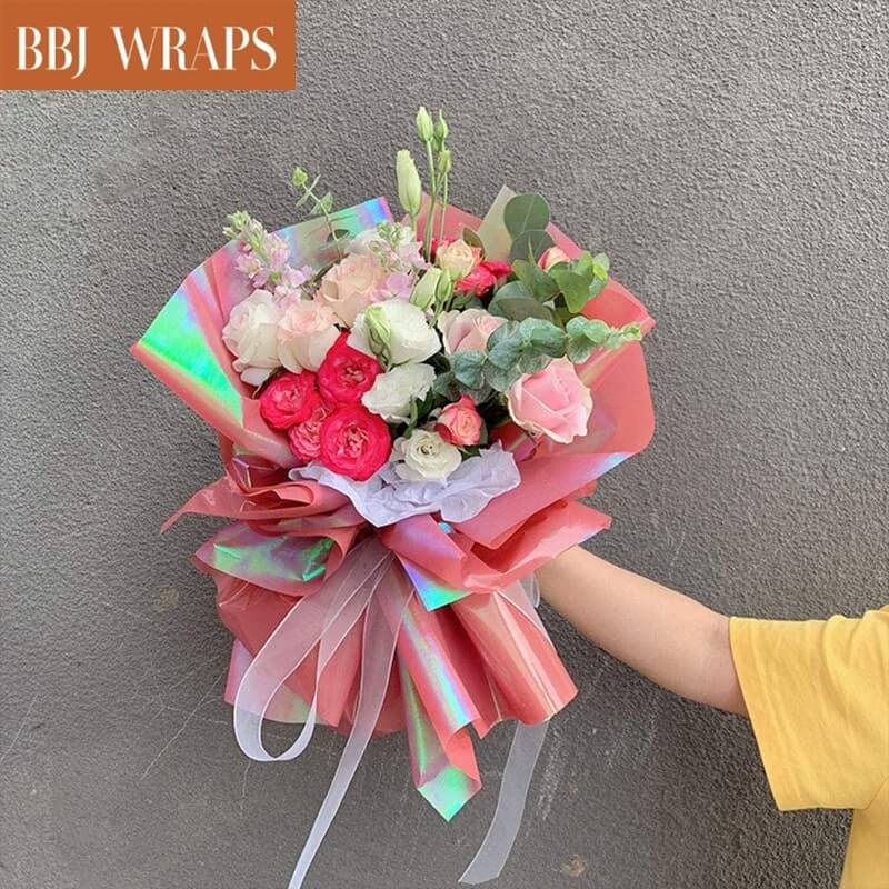 RED PINK WHITE YELLOW Transparent Flower Wrapping Cellophane Paper