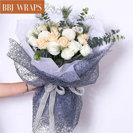 FWSA Wraps Korean Flower Wrapping Mesh Paper Pink Bouquet Floral Packaging Paper Wrinkled Wavy Net Yarn Valentine's Day Flower Shop Supplies Wedding