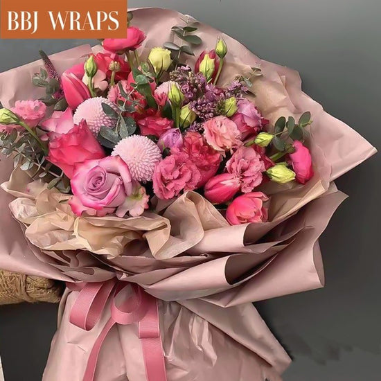BBJ WRAPS Korean Style Flower Wrapping Paper Floral Bouquet Gift Packaging  Supplies Multi Colors 20 Counts (Pink)