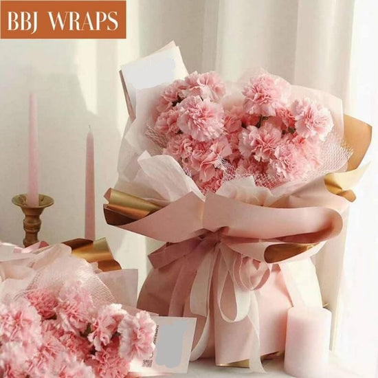 Bbj Wraps Waterproof Floral Wrapping Paper Sheets Fresh Flowers Bouquet Gift Packaging Korean Florist Supplies, 20 Sheets (Lotus Pink)