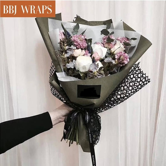 Black Korean Fresh Flower Wrapping Mesh Paper Bouquet Floral