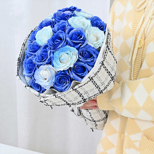 Shinewrap Sky Blue Rose Pattern Korean Wrapping Paper For Bouquets